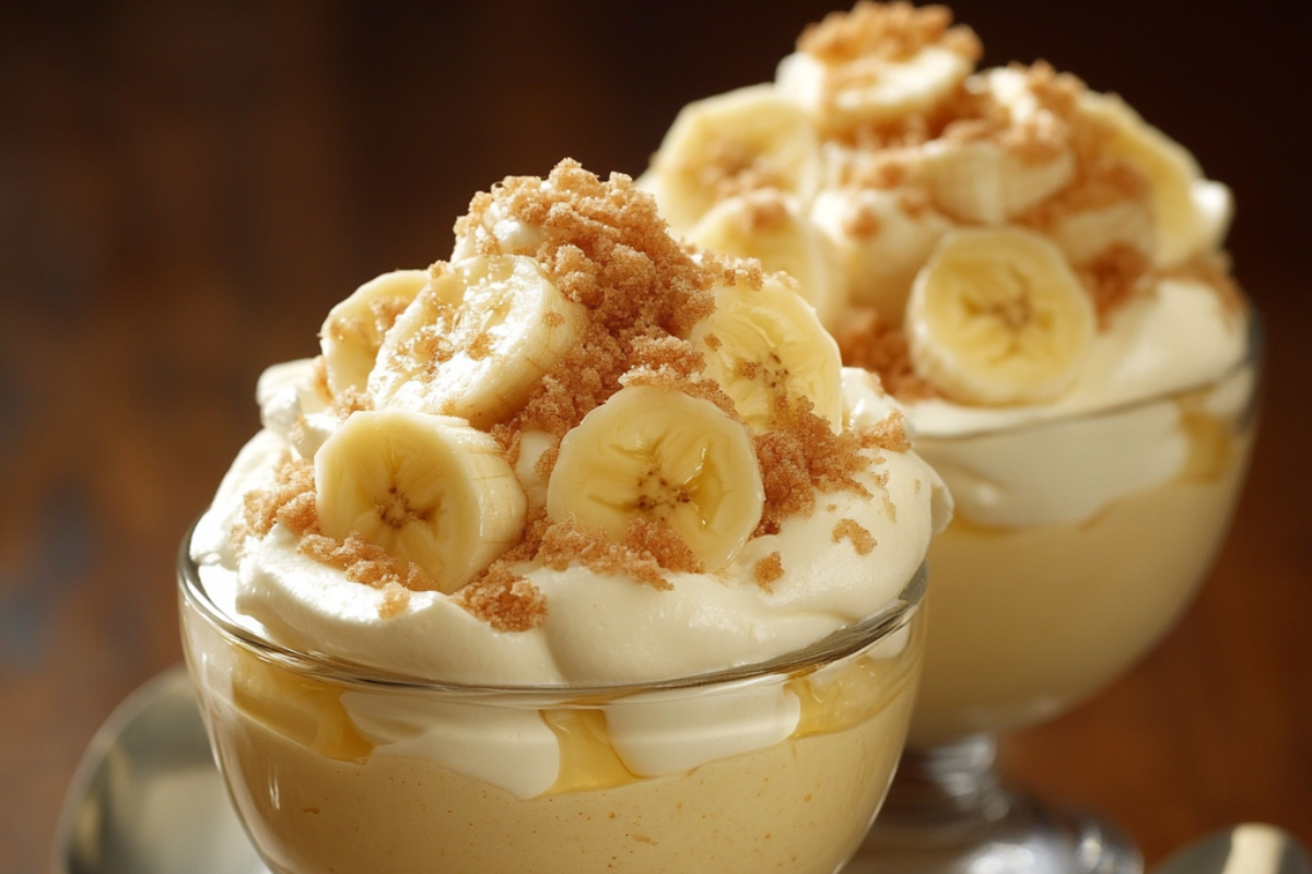 Traditional Southern banana pudding layered with vanilla wafers and bananas