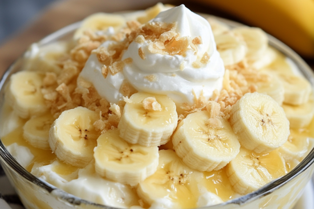 Traditional Southern banana pudding layered with vanilla wafers and bananas