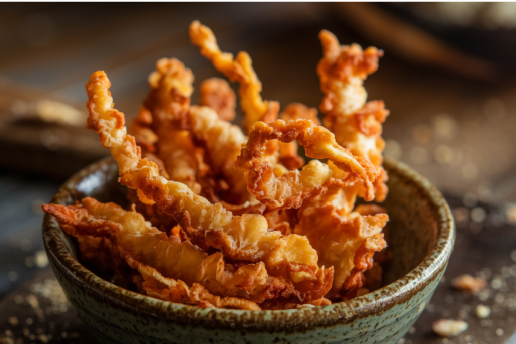 Crispy homemade chicharrones served in a bowl