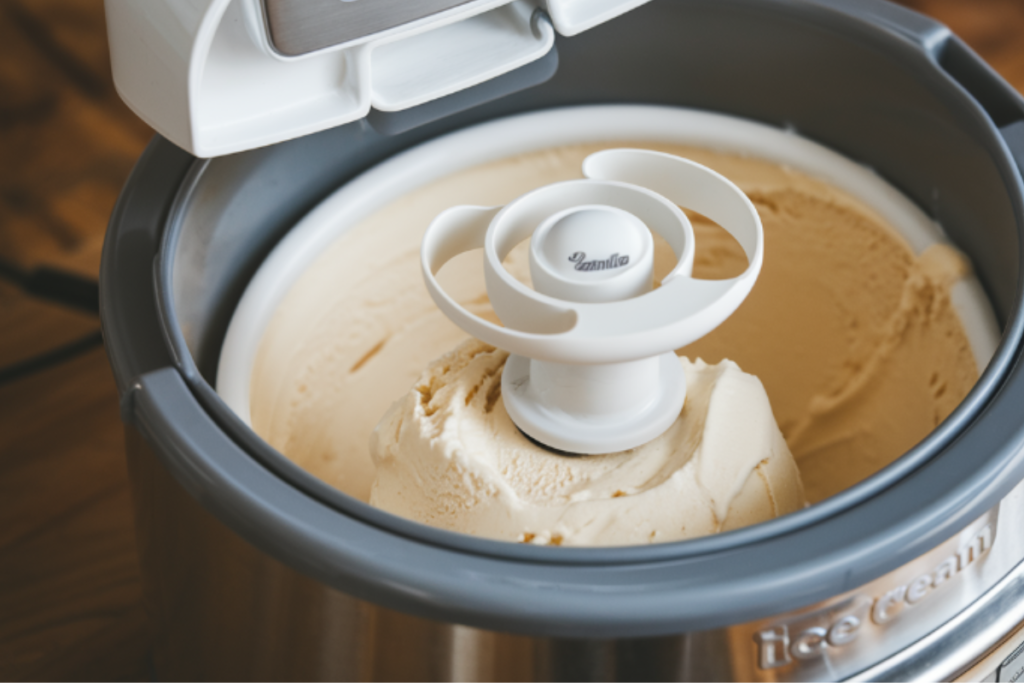 Cuisinart ice cream maker churning vanilla ice cream

