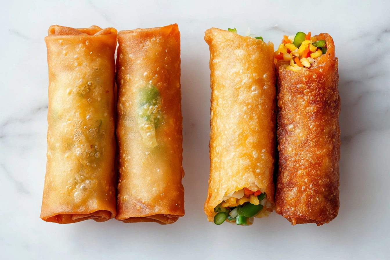 Egg roll and spring roll side by side comparison