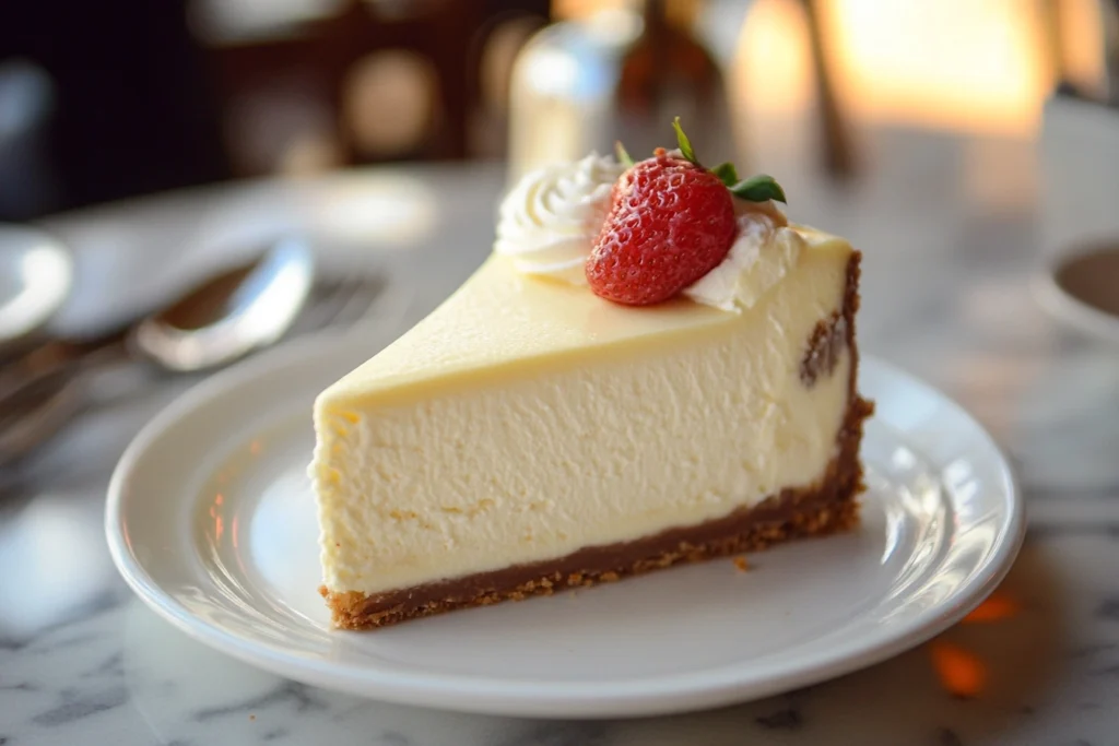 Cheesecake Factory cheesecake slice on a plate

