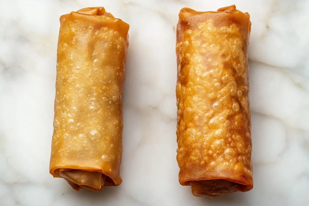 Egg roll and spring roll side by side comparison

