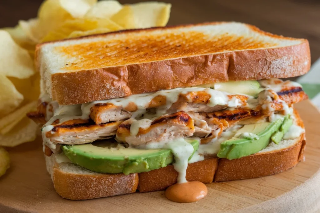 Chicken Chipotle Melt sandwich with cheese and chipotle sauce