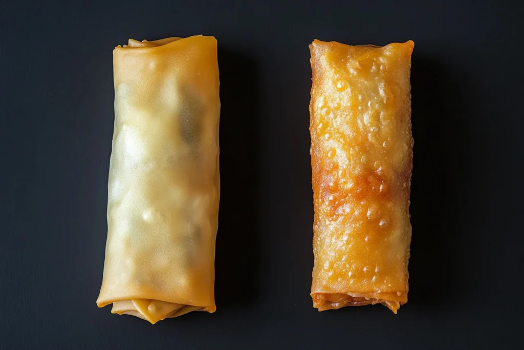 Egg roll and spring roll side by side comparison

