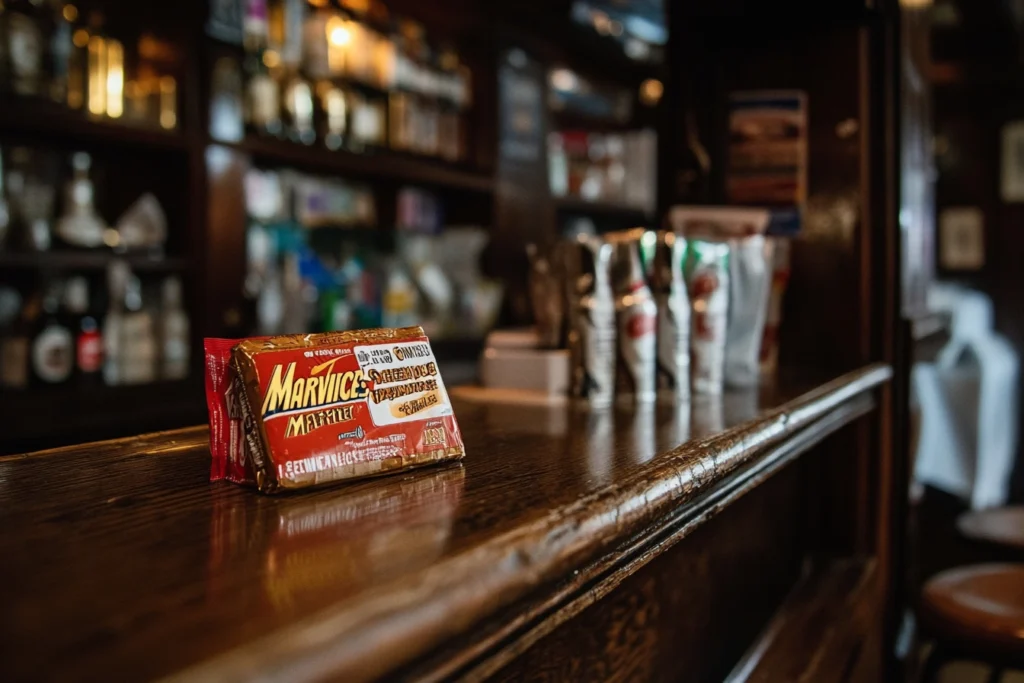 An original Marathon bar next to a modern Snickers bar, highlighting the rebranding that took place in 1990.

