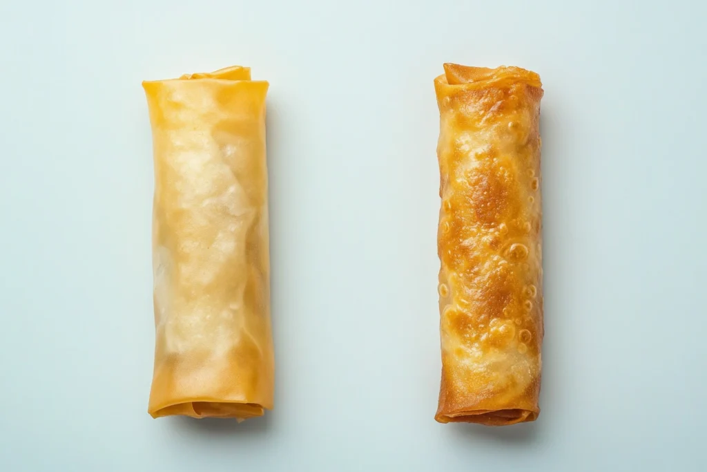 Egg roll and spring roll side by side comparison

